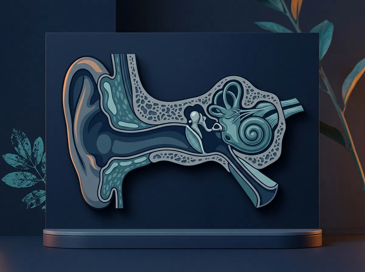 Illustratie van ooranatomie en zenuwstelsel