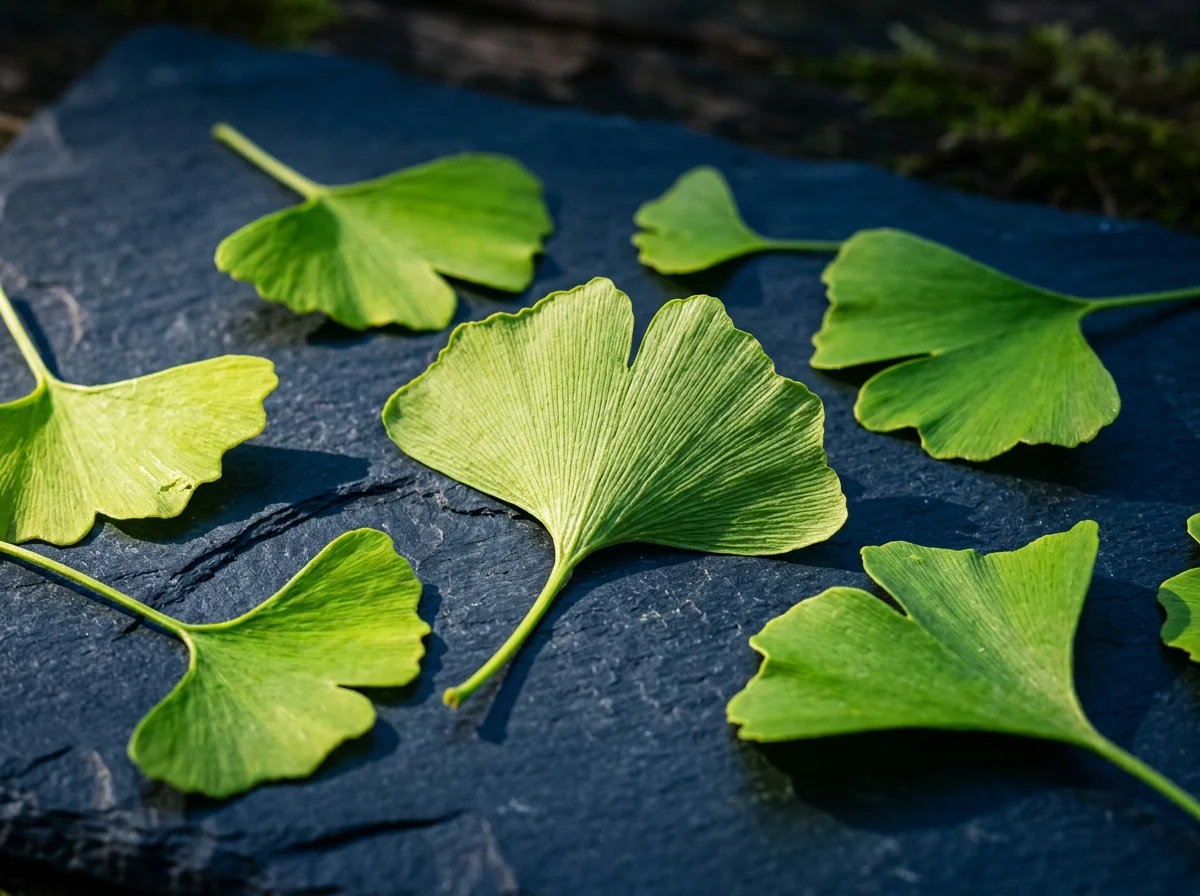 Verse ginkgo biloba bladeren - natuurlijke ingrediënten voor auditief comfort